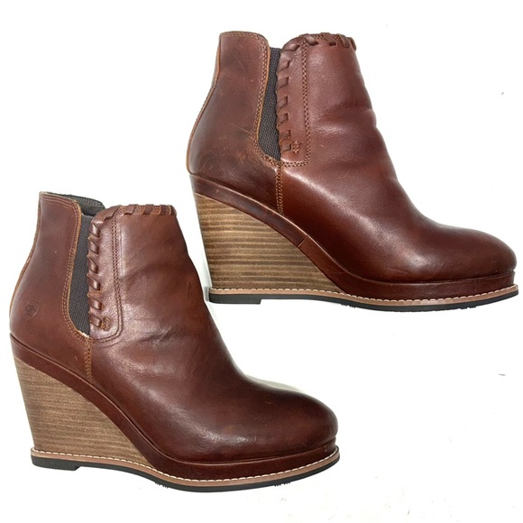 Ariat Shoes - Ariat Belle Whip Stitch Western Wedge Leather Ankle Boots Brown Size 8B